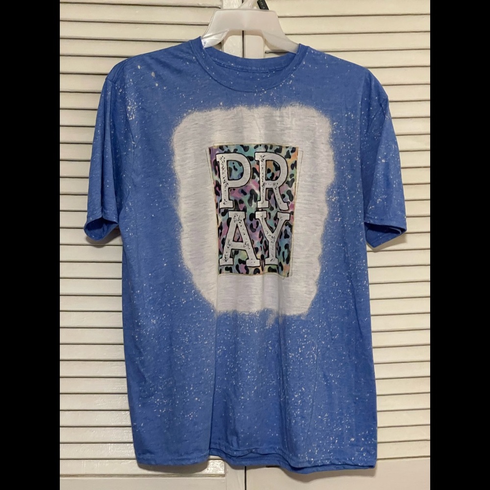 Pray 2xl Blue bleached tee